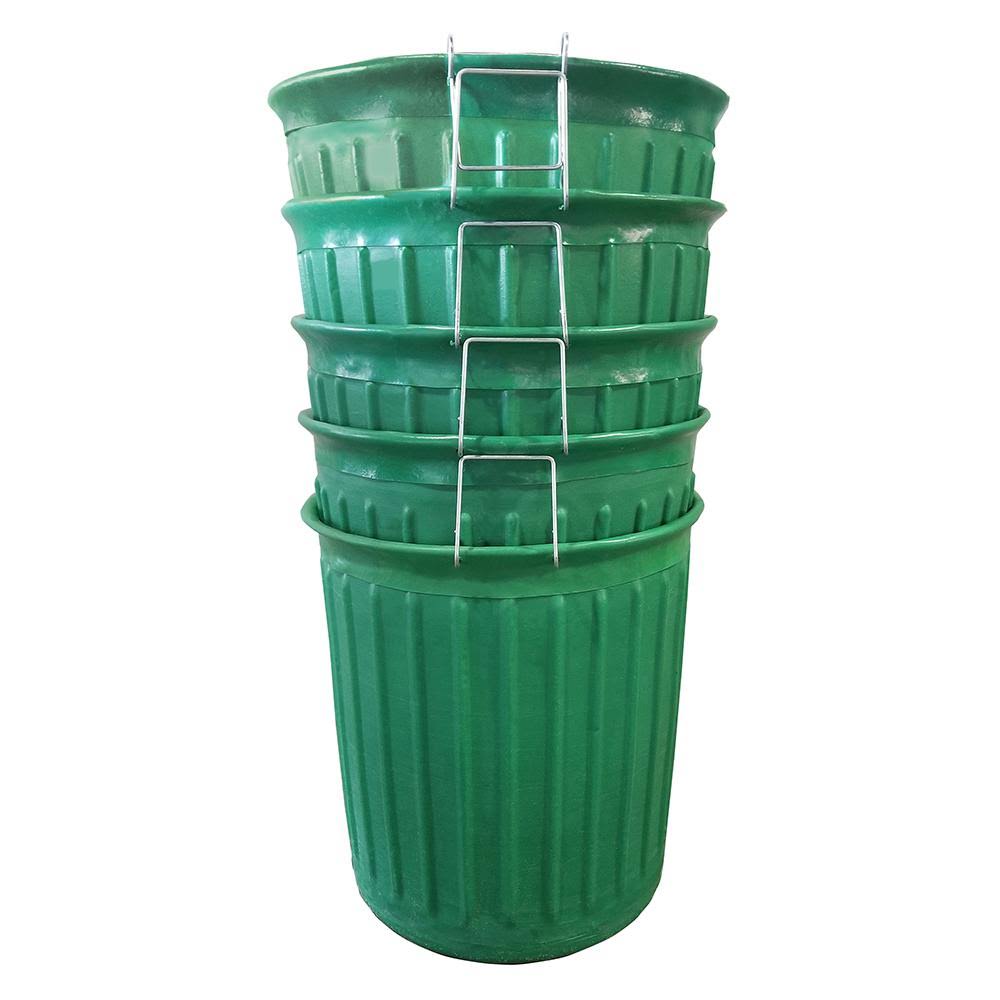 Green Round Carry Barrel Trash Can 5-Pack T17313