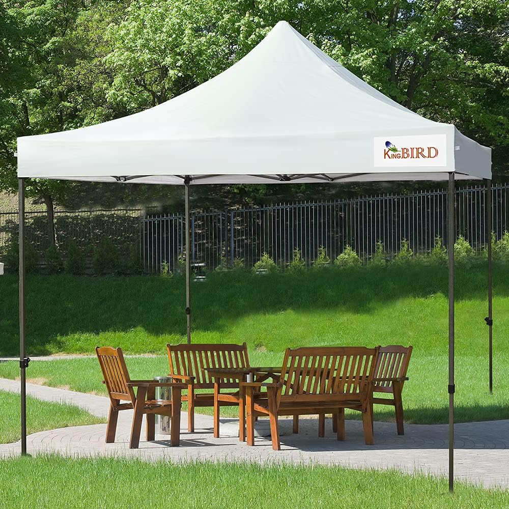 10'x10' Heavy Duty Pop Up Canopy Tent with Roller Bag - White L223654