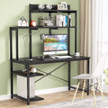 Black Medium Computer Desk with Storage Hutch Shelf L205559