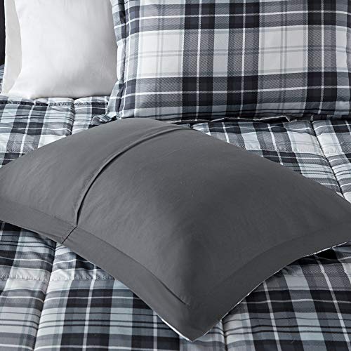 Black King 3 Piece Plaid Comforter Set F7779