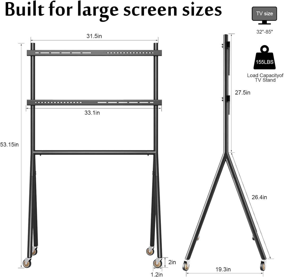 TV Easel Stand 37"-70" inch Adjustable with Wheels X195