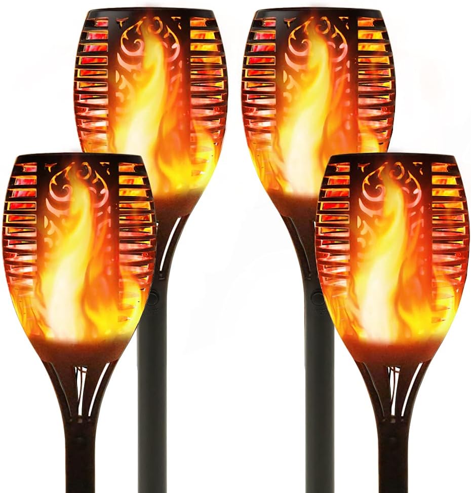96 LED Waterproof Solar Tiki Torches 4 Pack K3814