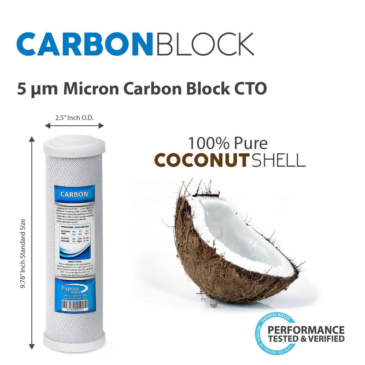 50 Pack 5 Micron Carbon Block Water Filter T265