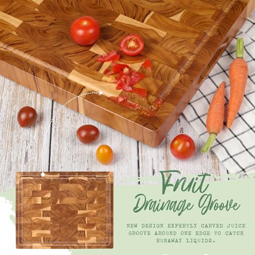 XL Acacia End Grain Wood Cutting Board (20x15x1.5in) I447726