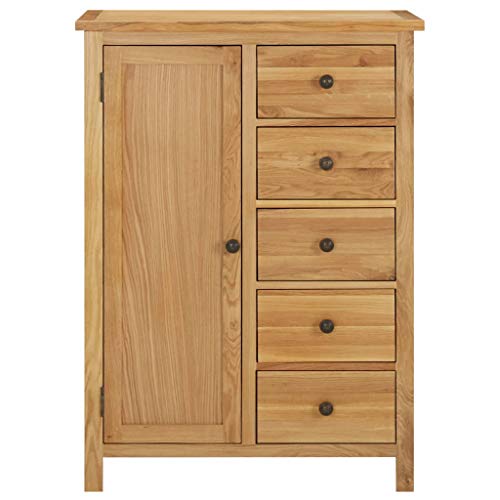 Solid Oak Wood Wardrobe with Hanging Rail and Drawers Q715