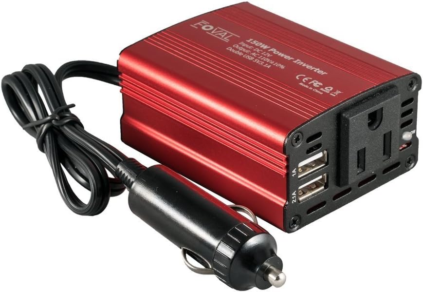 150W Car Power Inverter 12V DC to 110V AC Converter with 3.1A Dual USB, Pack of 2 M835520