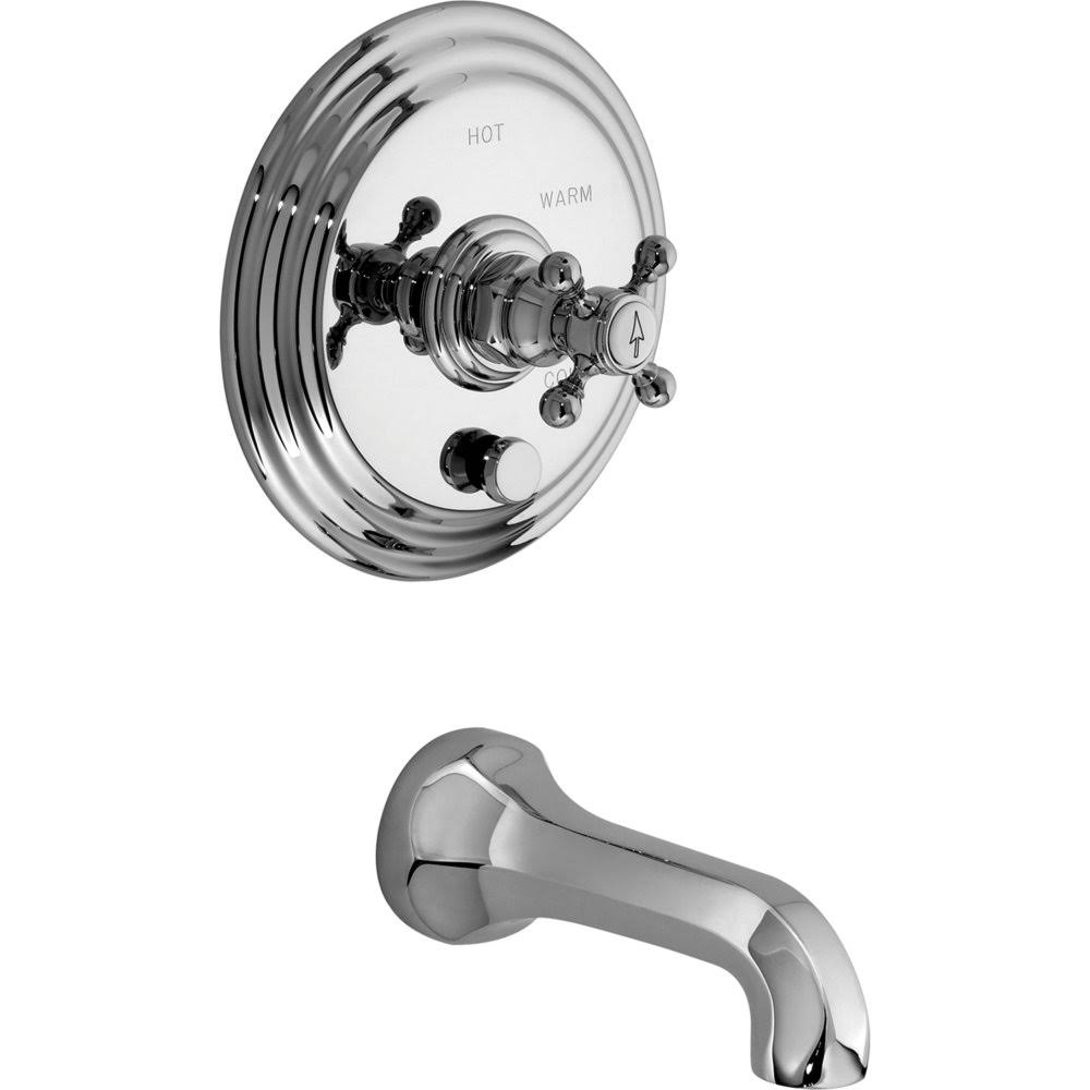 Polished Gold Tub and Shower Trim Plate with Cross Handle B1798