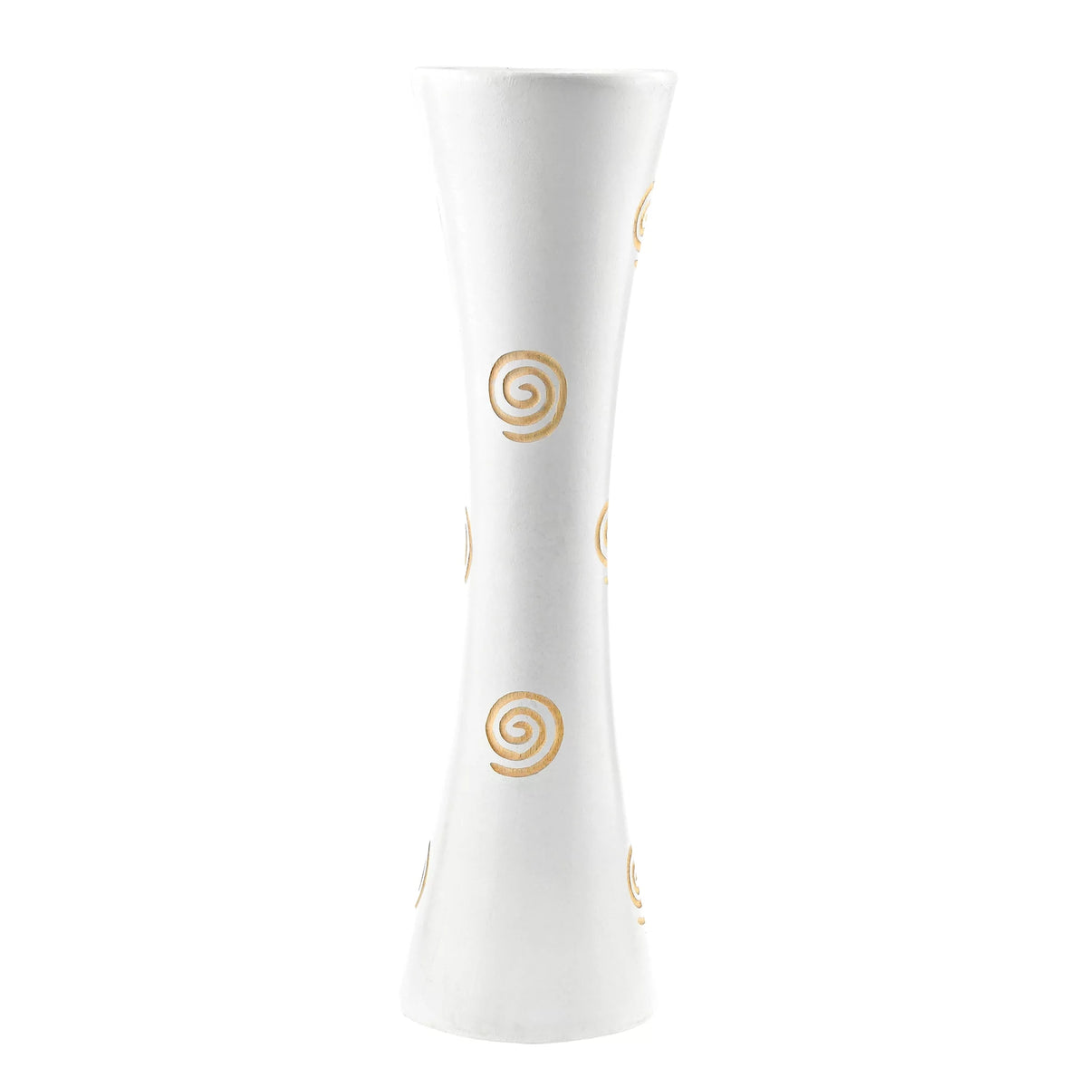 White Carved Spiral Mango Wood Flower Vase Q5893