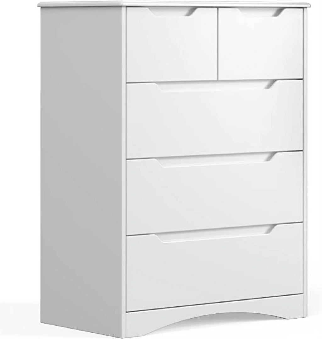 White 5 Drawer Wood Dresser Z1753