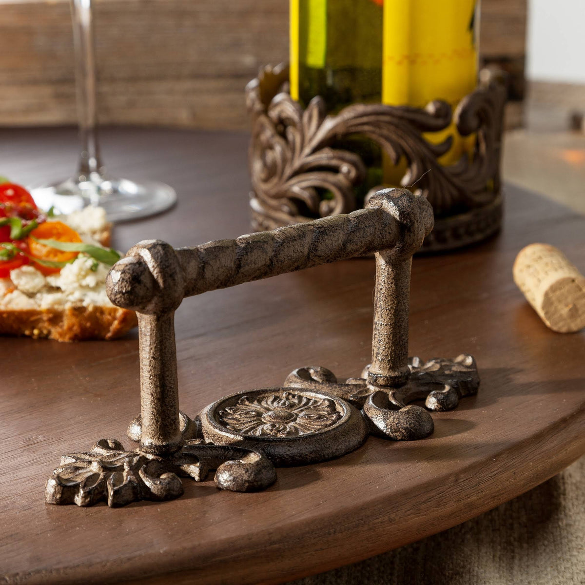 Wood Lazy Susan with Metal Handles P3827