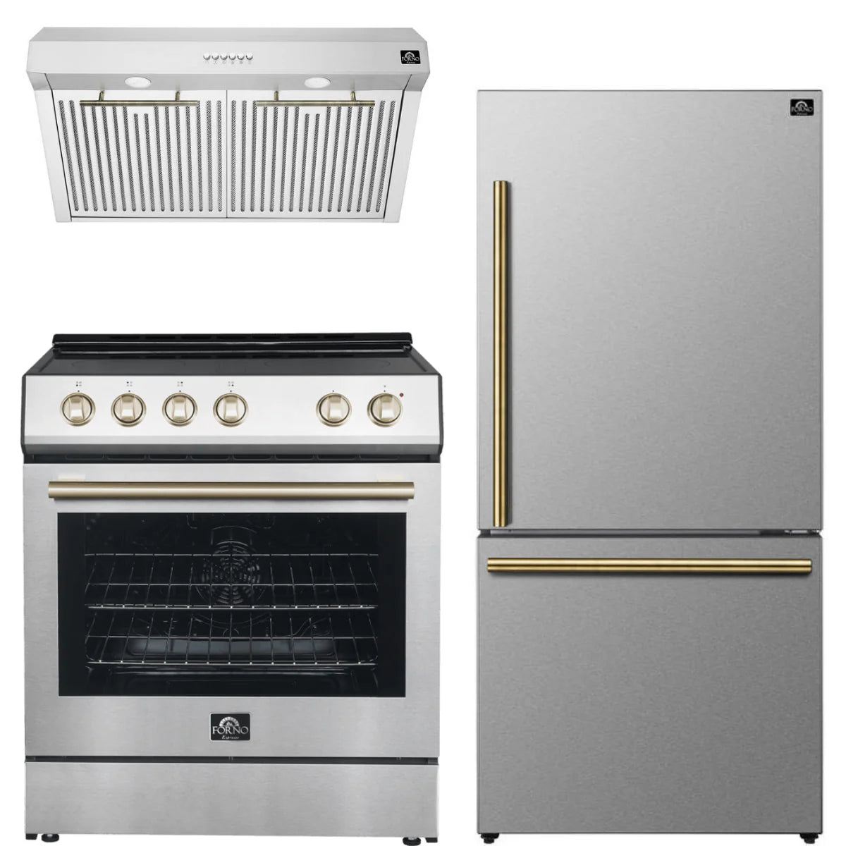 30 Electric Range, Range Hood and Refrigerator in Stainless Steel A97507