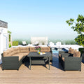 6-Piece Outdoor Wicker Sofa Set with Cushions and Pillows J617