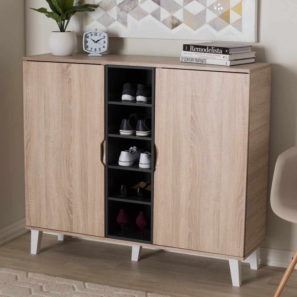 Oak and Grey Wood Storage Cabinet M7184