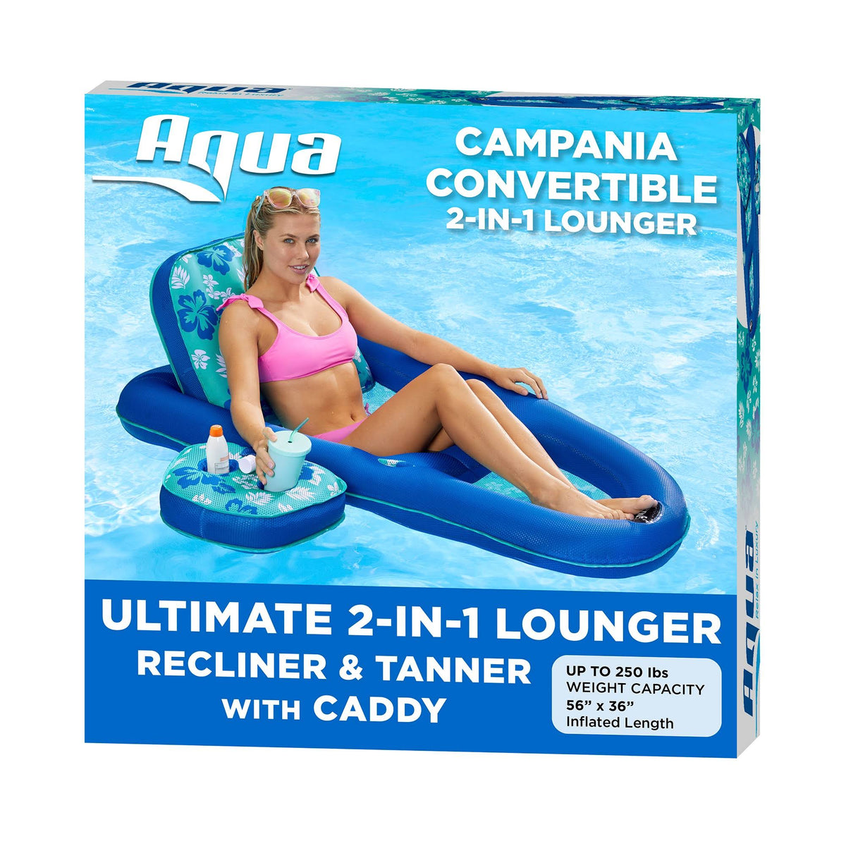 Set of 2 Inflatable 2 in 1 Pool Float Loungers with Cupholders E6323