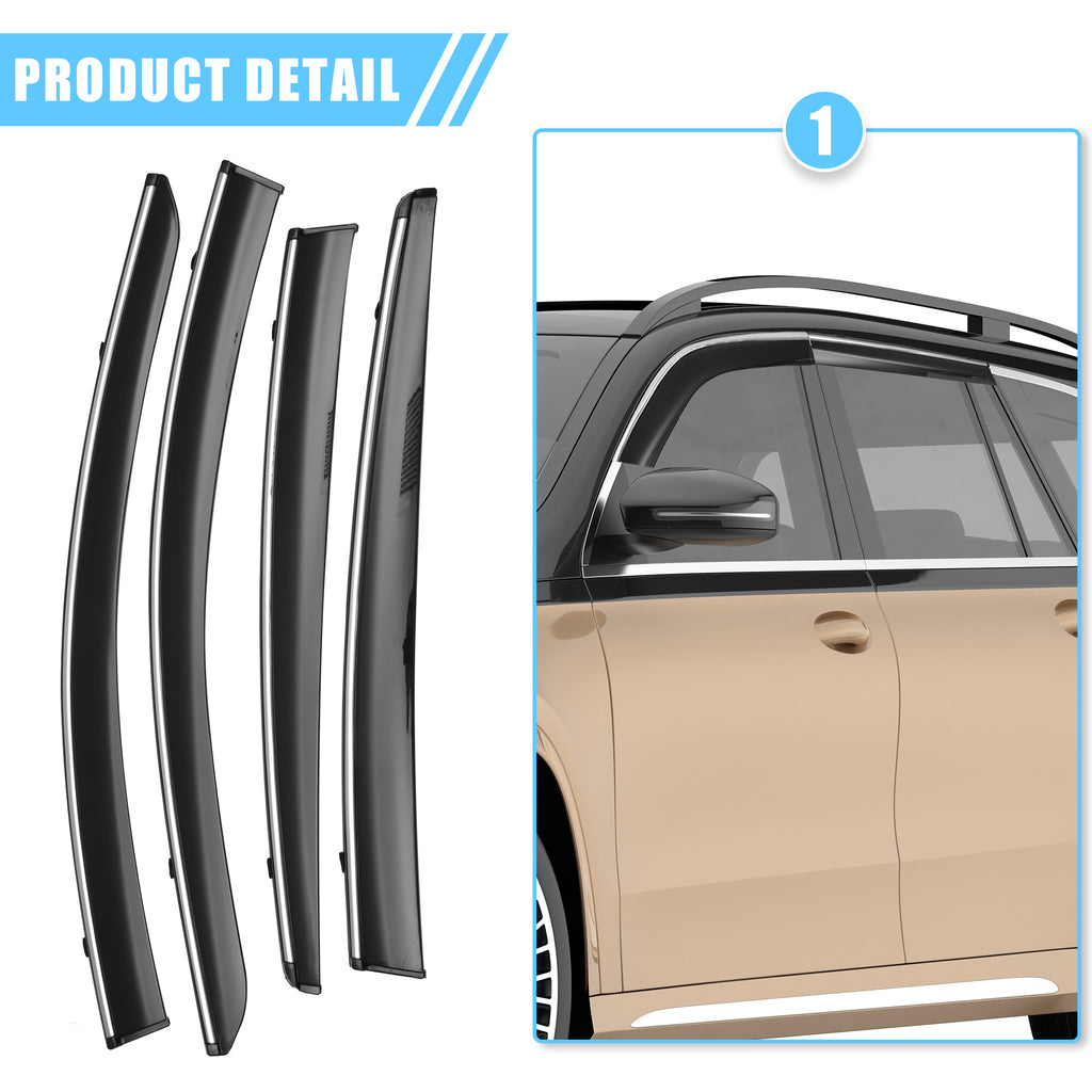 Black Window Vent Visor Deflectors Rain Guards L75218