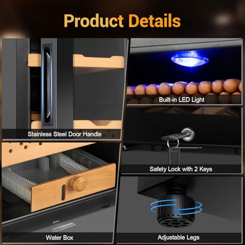 70L 400 Counts Thermostatic Cooling Humidor Cabinet with Cedar Wood Shelves O1929