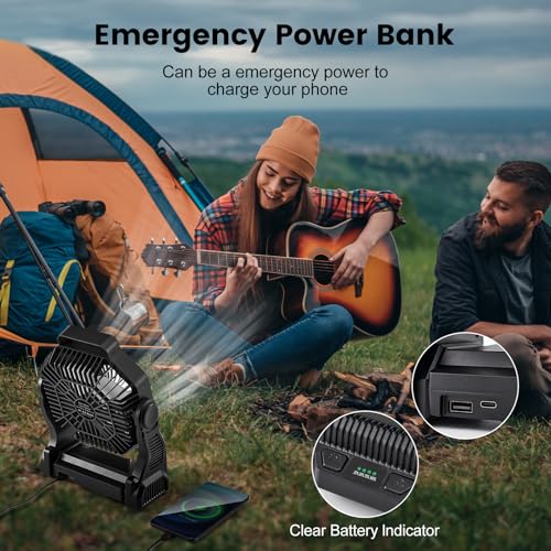 20000mAh Rechargeable Camping Fan with LED Lantern A505435