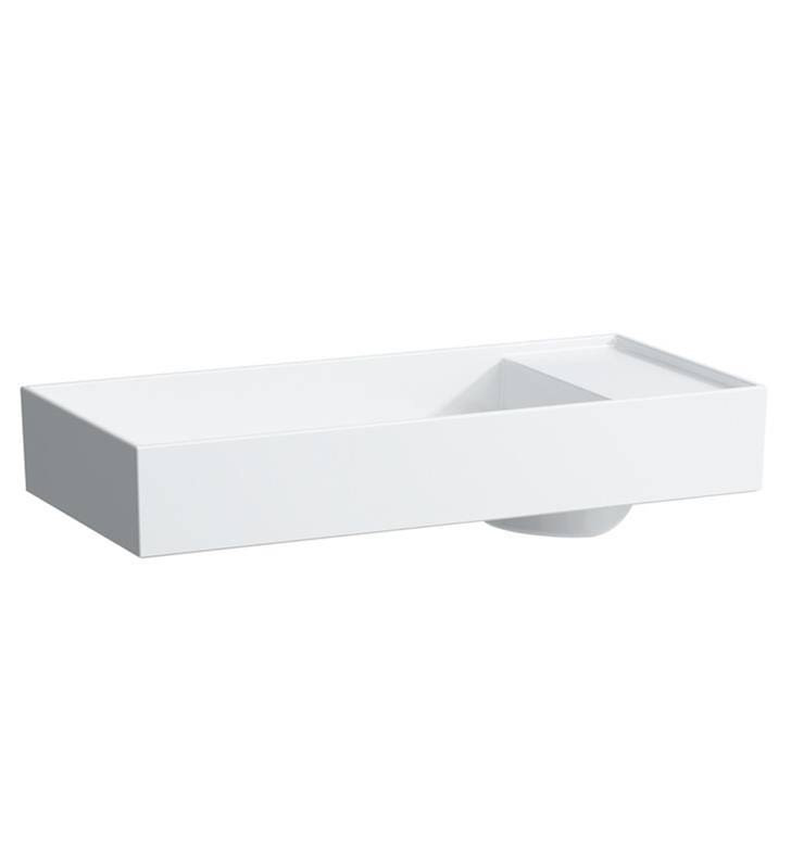 White Rectangular Wall Mount Bathroom Sink with One Tap Hole N401127
