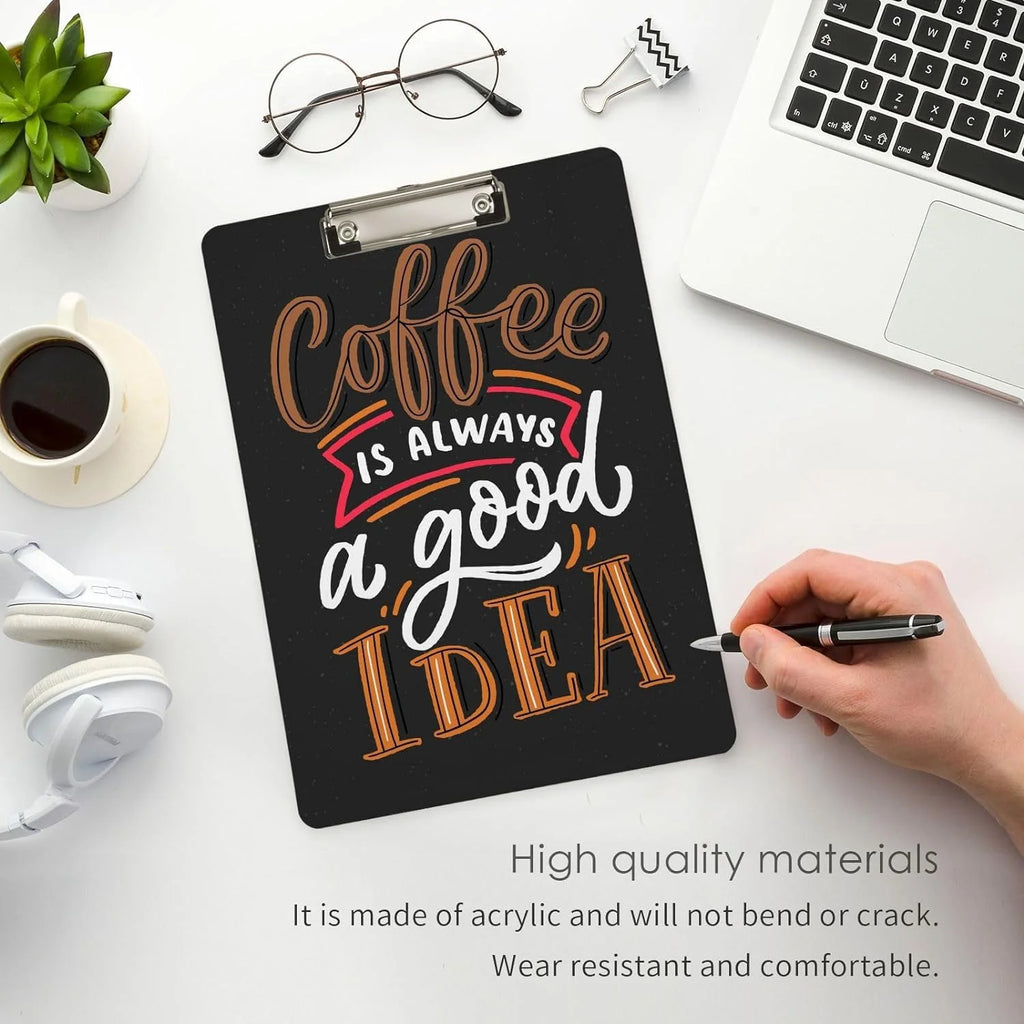 Acrylic Clipboard with Gold Clip, A4 Letter Size, 12.5 x 9 Inches C9798
