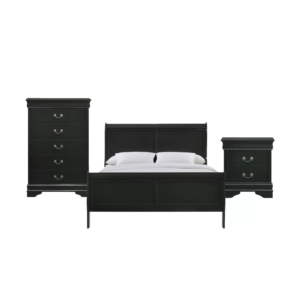 Queen Panel 3PC Bedroom Set in Black V283981