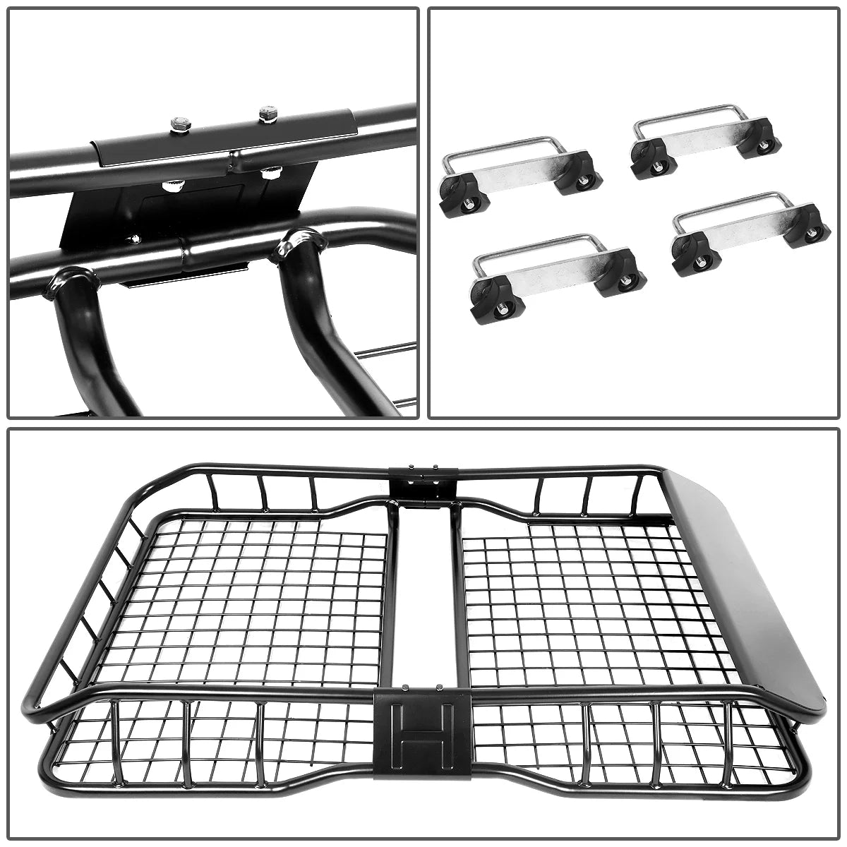 Black Steel Roof Rack Cargo Carrier Basket with Wind Fairing G159