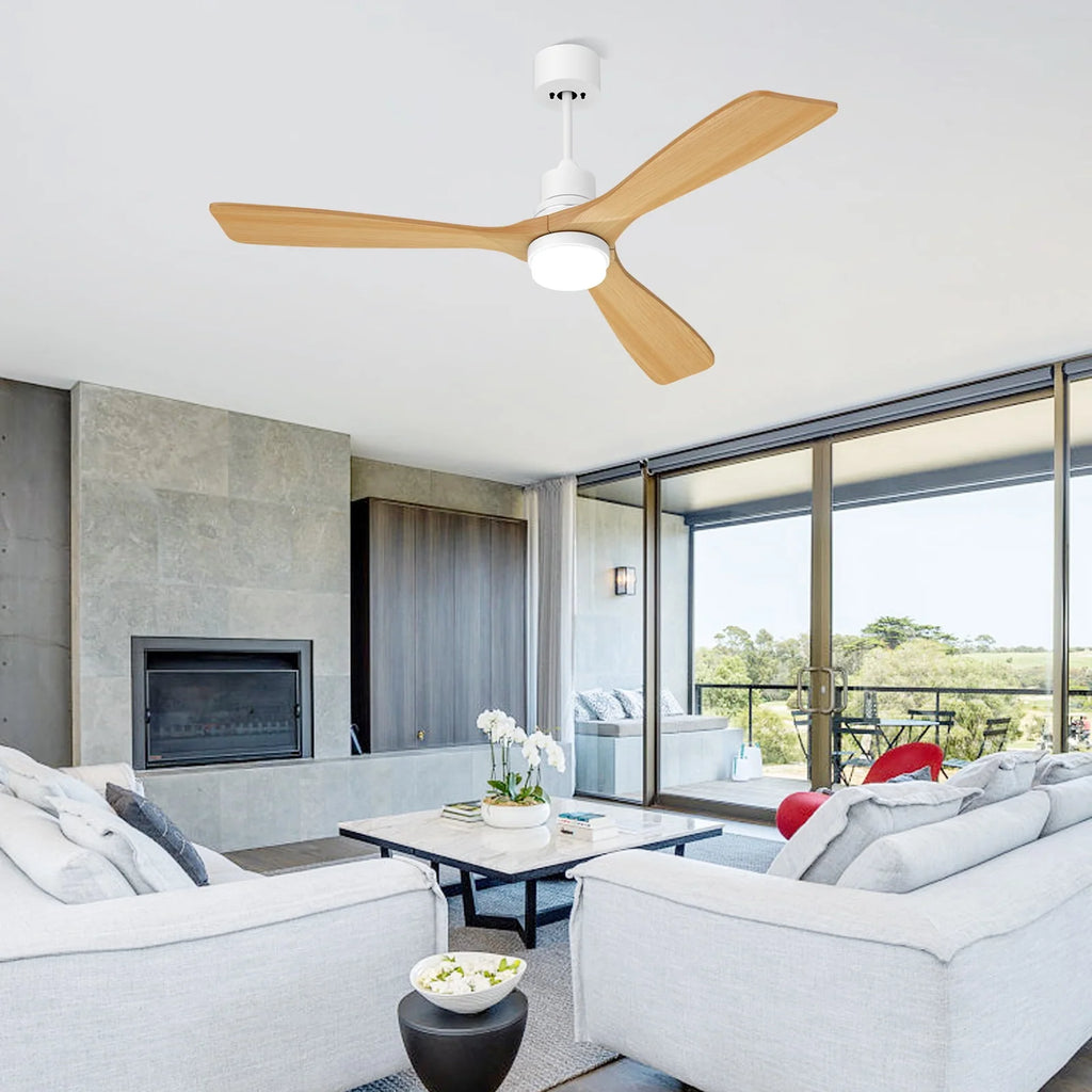 52'' White Ceiling Fan with Light and Remote Control W45386