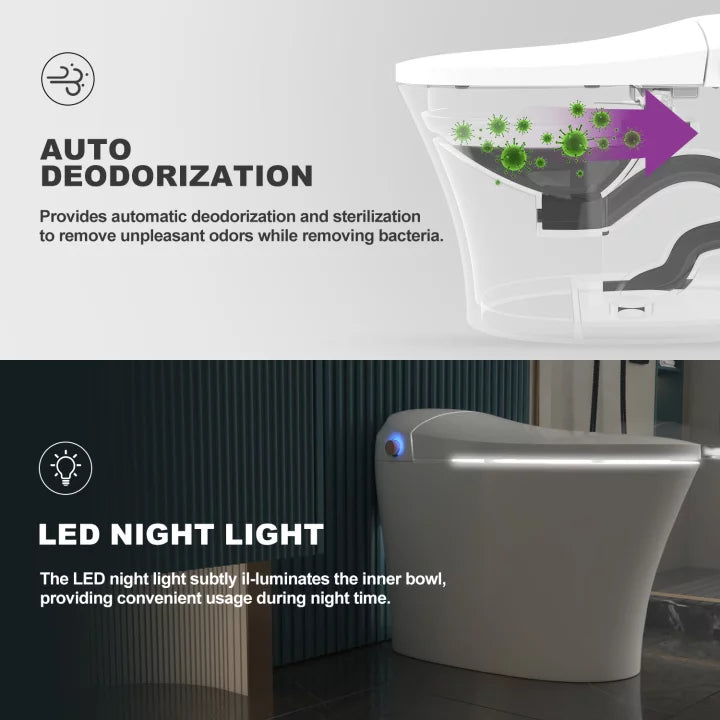Smart Toilet with Heated Bidet, Dryer, Warm Water, Heated Seat, Auto Close, Tankless, Remote Control M18088