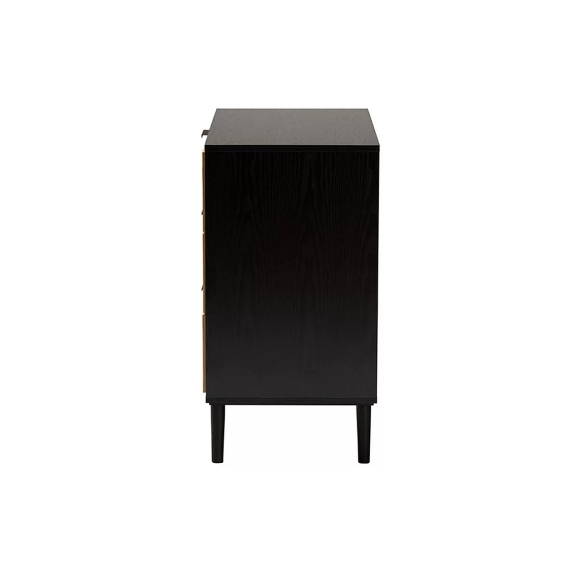 Espresso Brown Wood and Rattan 3-Drawer Dresser Z28758
