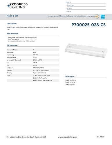 12x22 LED Undercabinet Light Satin White T49071