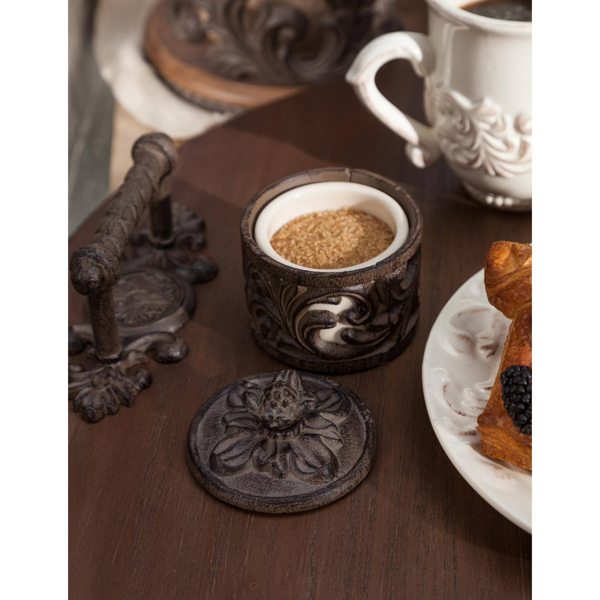 Wood Lazy Susan with Metal Handles P3827