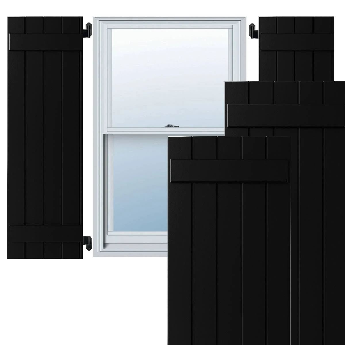 Black Composite Board-n-Batten Shutters (Per Pair) D556