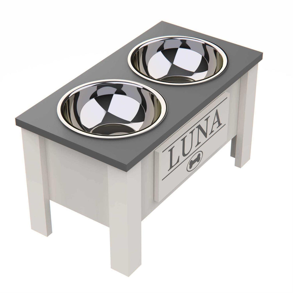 Personalized Elevated Dog Bowl Stand with Internal Storage P13814