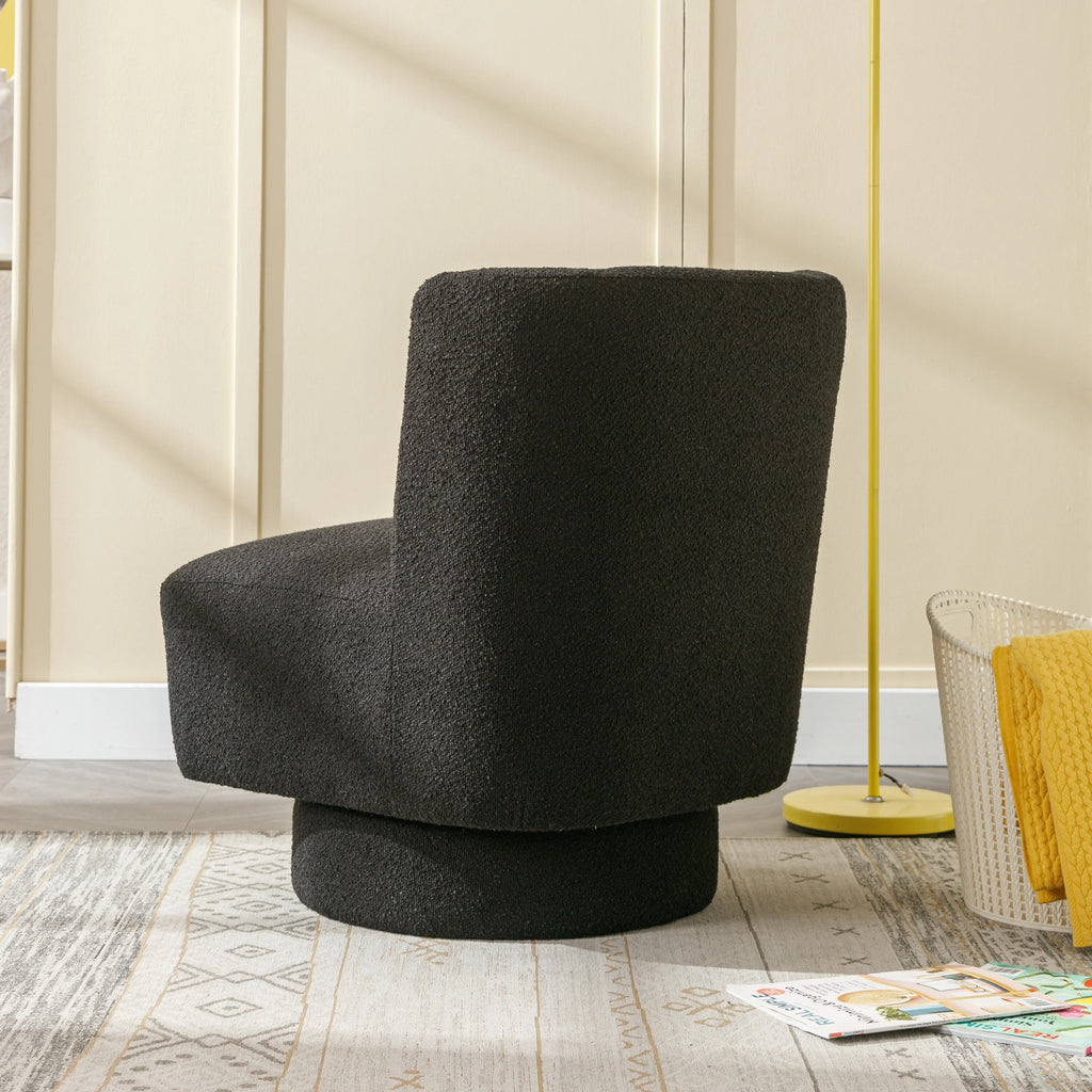 Black 360 Degree Swivel Accent Barrel Chair B65208