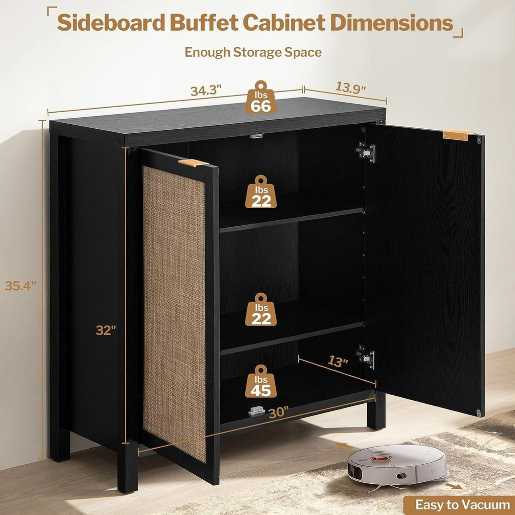 Set of 2 Rattan Cabinet with Doors P272980