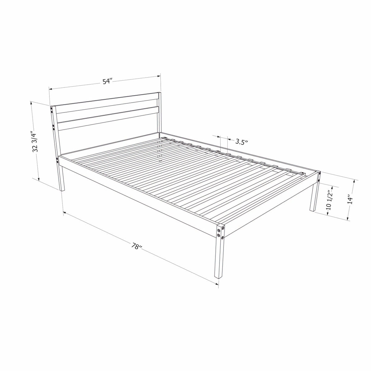 Complete Bed Full Natural Wood D825505