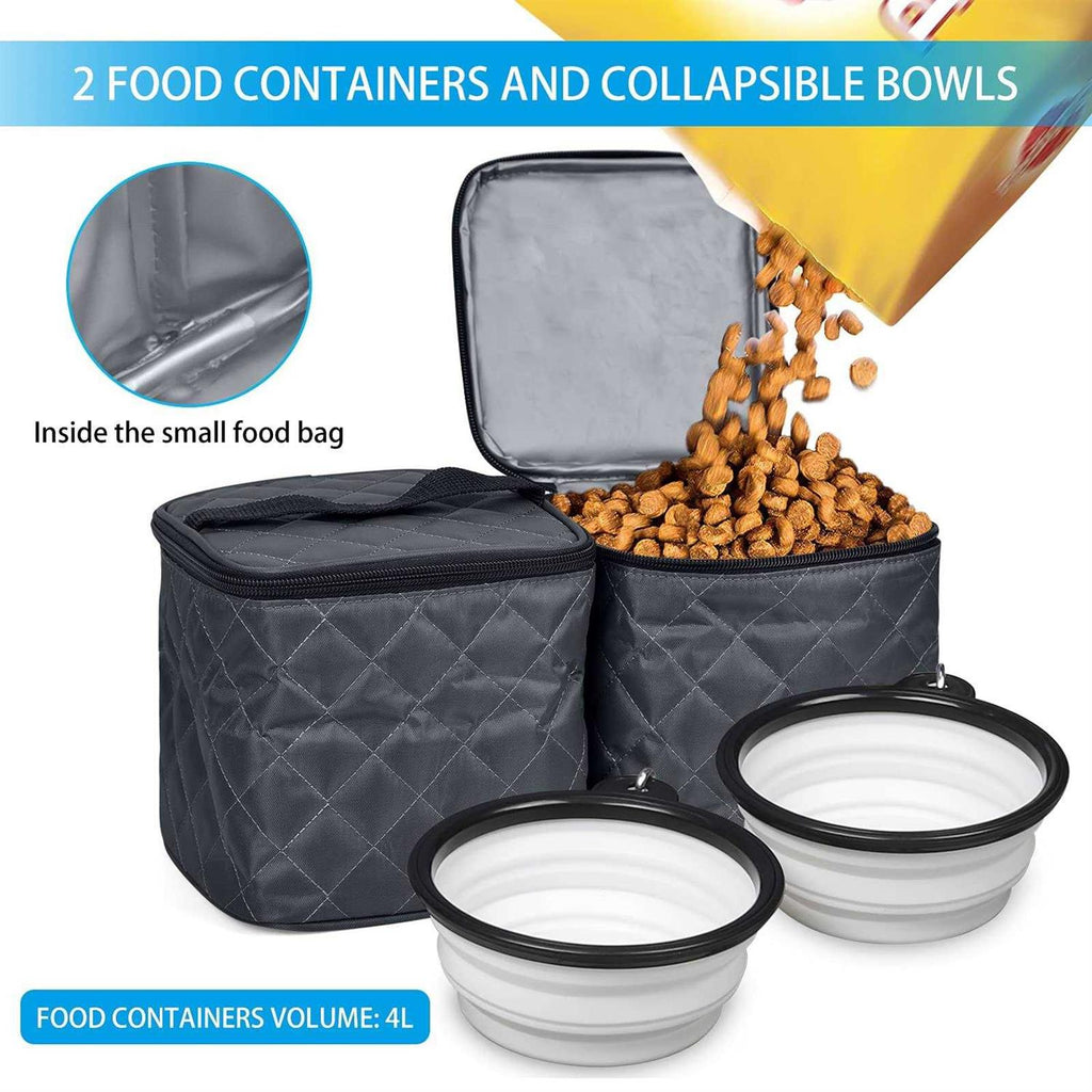 Airline Approved Dog Travel Backpack with 2 Collapsible Bowls and 2 Food Baskets Y76935