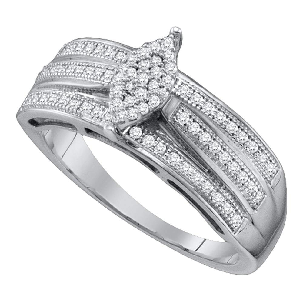 Sterling Silver Diamond Marquise Bridal Engagement Ring Size 7 T63371