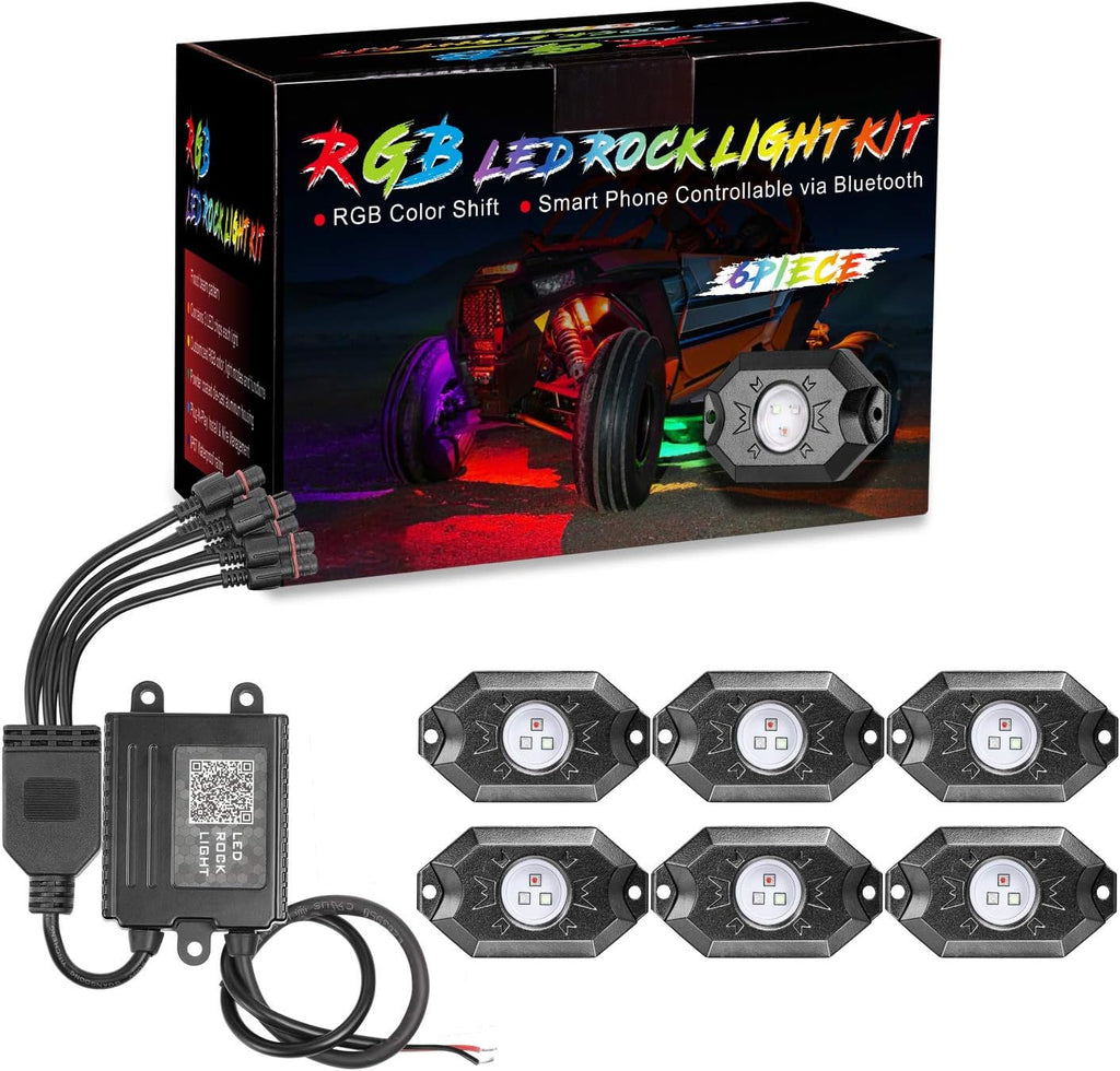 RGB LED Rock Light Kits with 6 Pods, Pack of 2 H118603