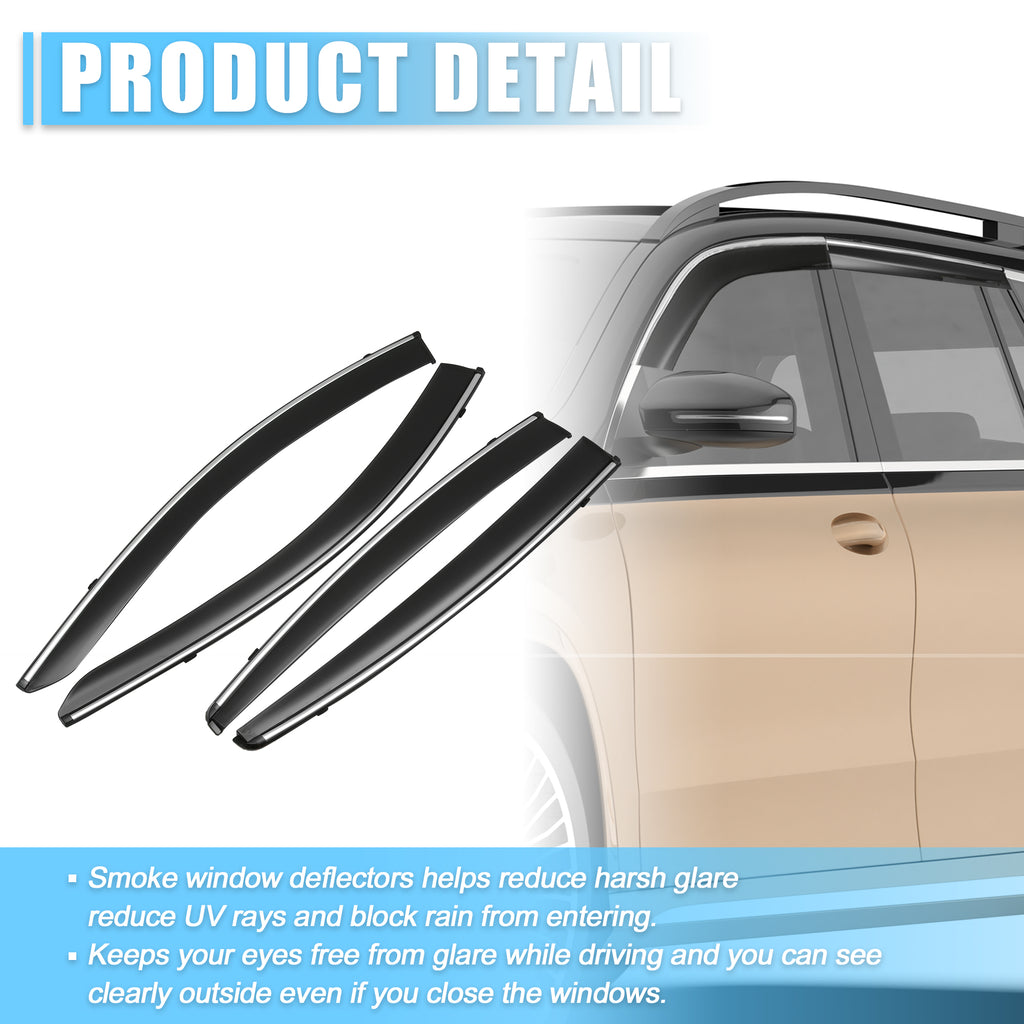 Black Window Vent Visor Deflectors Rain Guards L75218