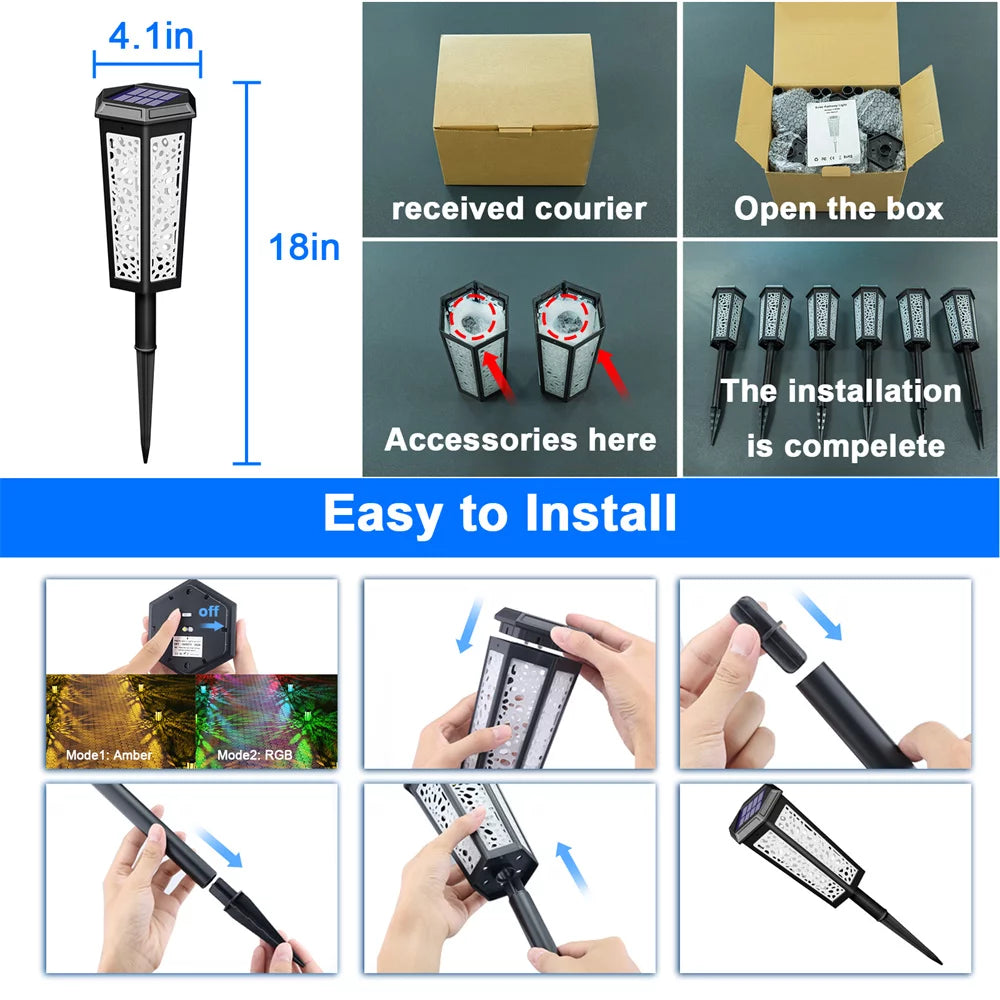6 Pack Color Changing Solar Pathway Lights D82995