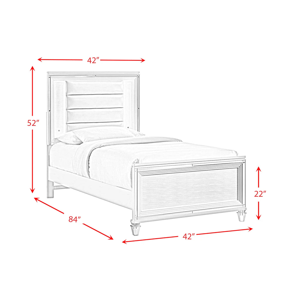 White Twin Platform 5PC Bedroom Set V17749