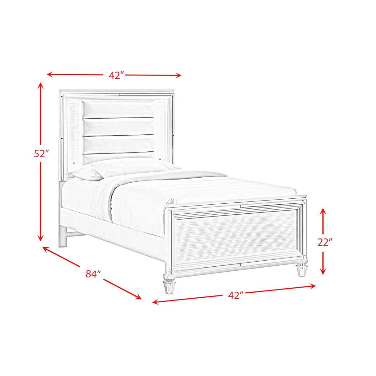 White Twin Platform 5PC Bedroom Set V17749