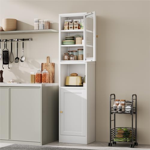 Tall White Metal Storage Cabinet with 3 Adjustable Shelves and 2 Doors B4890
