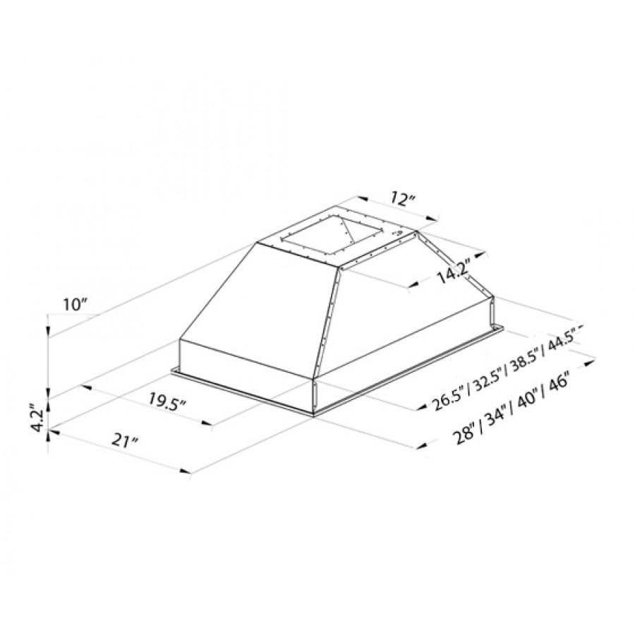 28x22 Stainless Steel Island Insert Range Hood G5776