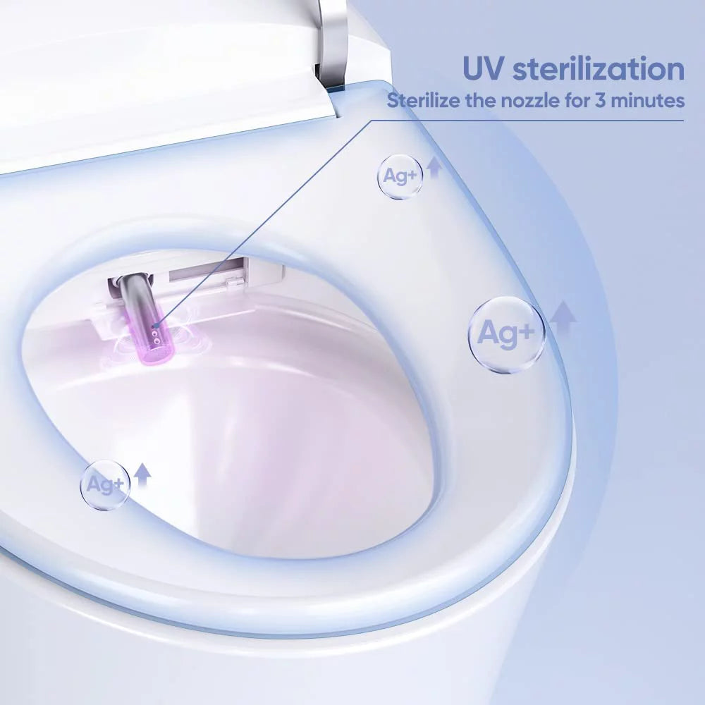 Smart Toilet with Heated Bidet, Dryer, Warm Water, Heated Seat, Auto Close, Tankless, Remote Control M18088