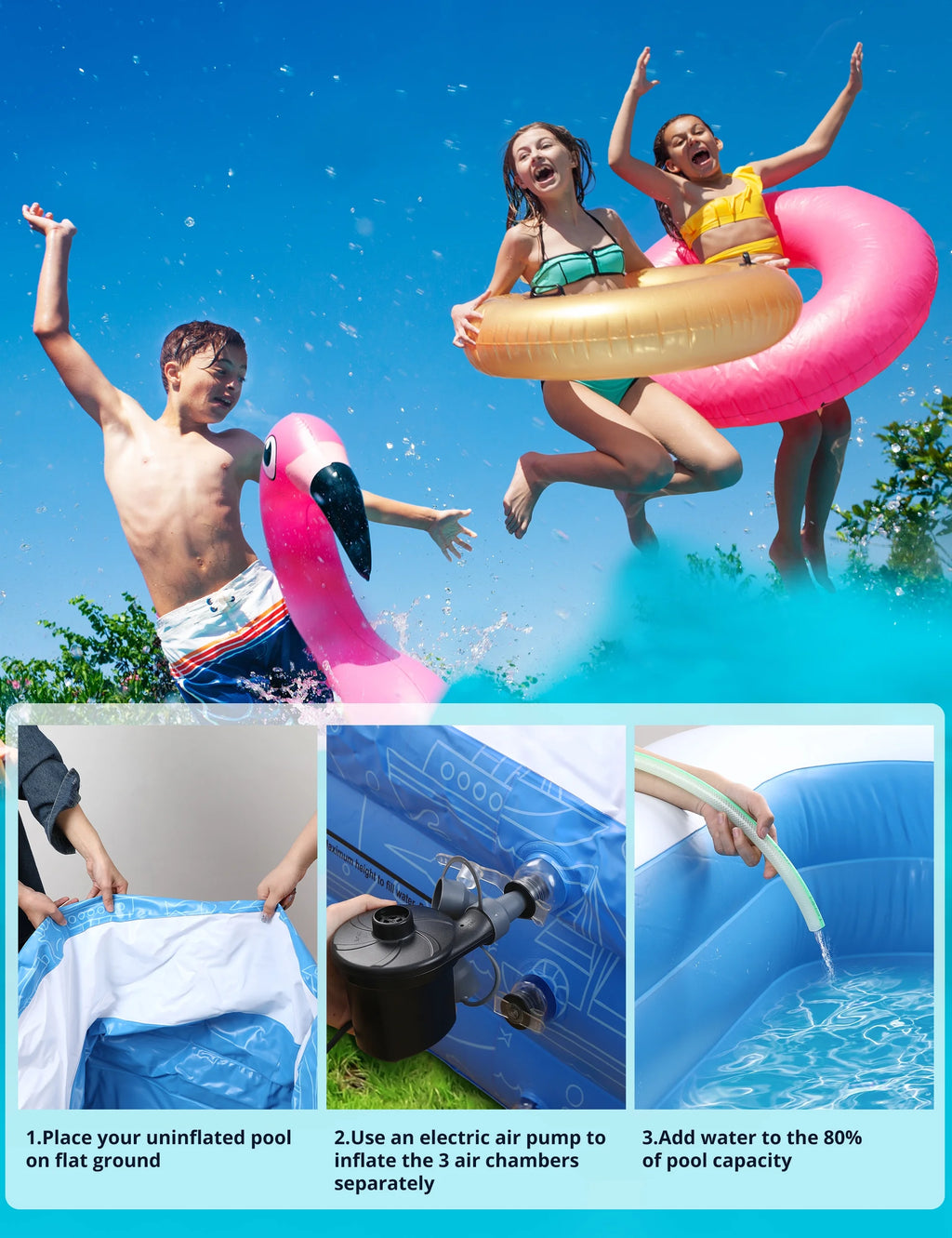 Inflatable Swimming Pools 118'' x 72'' x 20'' Y6806
