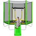 7Ft Round Trampoline with Safety Enclosure Net, Slide and Ladder D894307