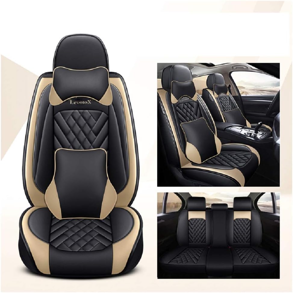 Black-Pink 5 Seats Full Set Car Seat Covers T6197