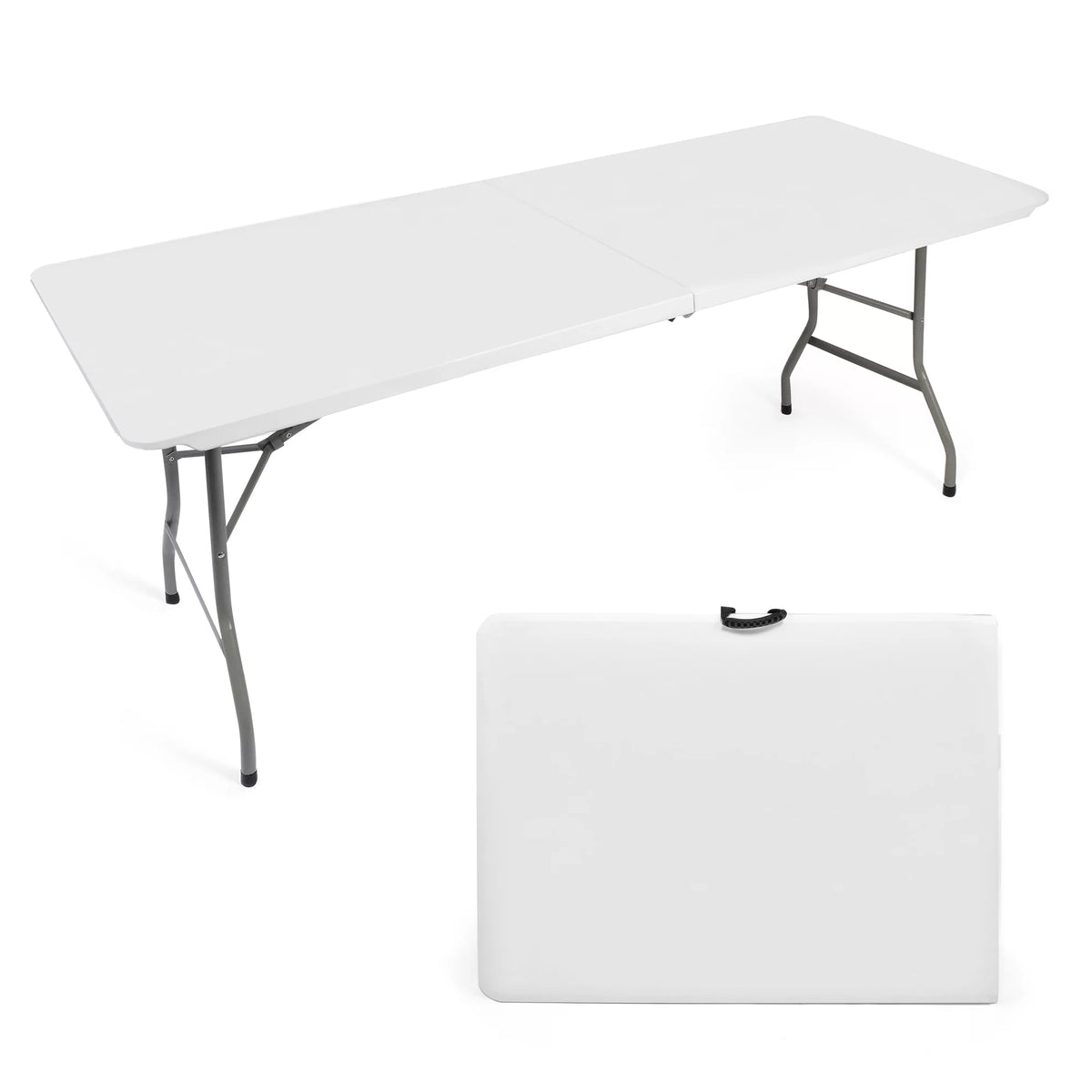 6FT Fold-in-Half White Portable Folding Table S9694