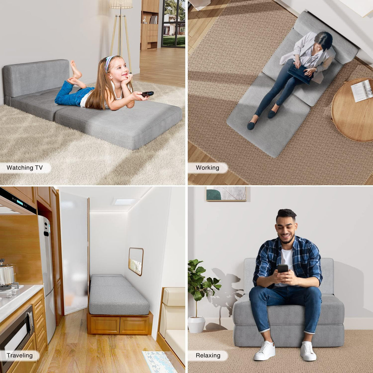 Dark Gray Convertible Sleeper Sofa Bed M729870